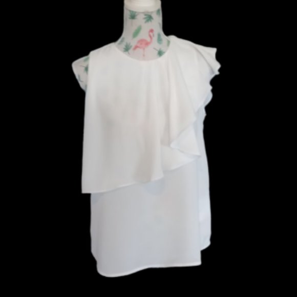 Forcast Tops - Forcast white drape top (Size 10)